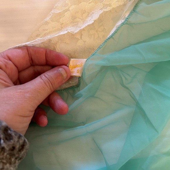 Vintage Sheba Originals Robe Palm Springs Light Green Lace Size Small - Picture 6 of 9